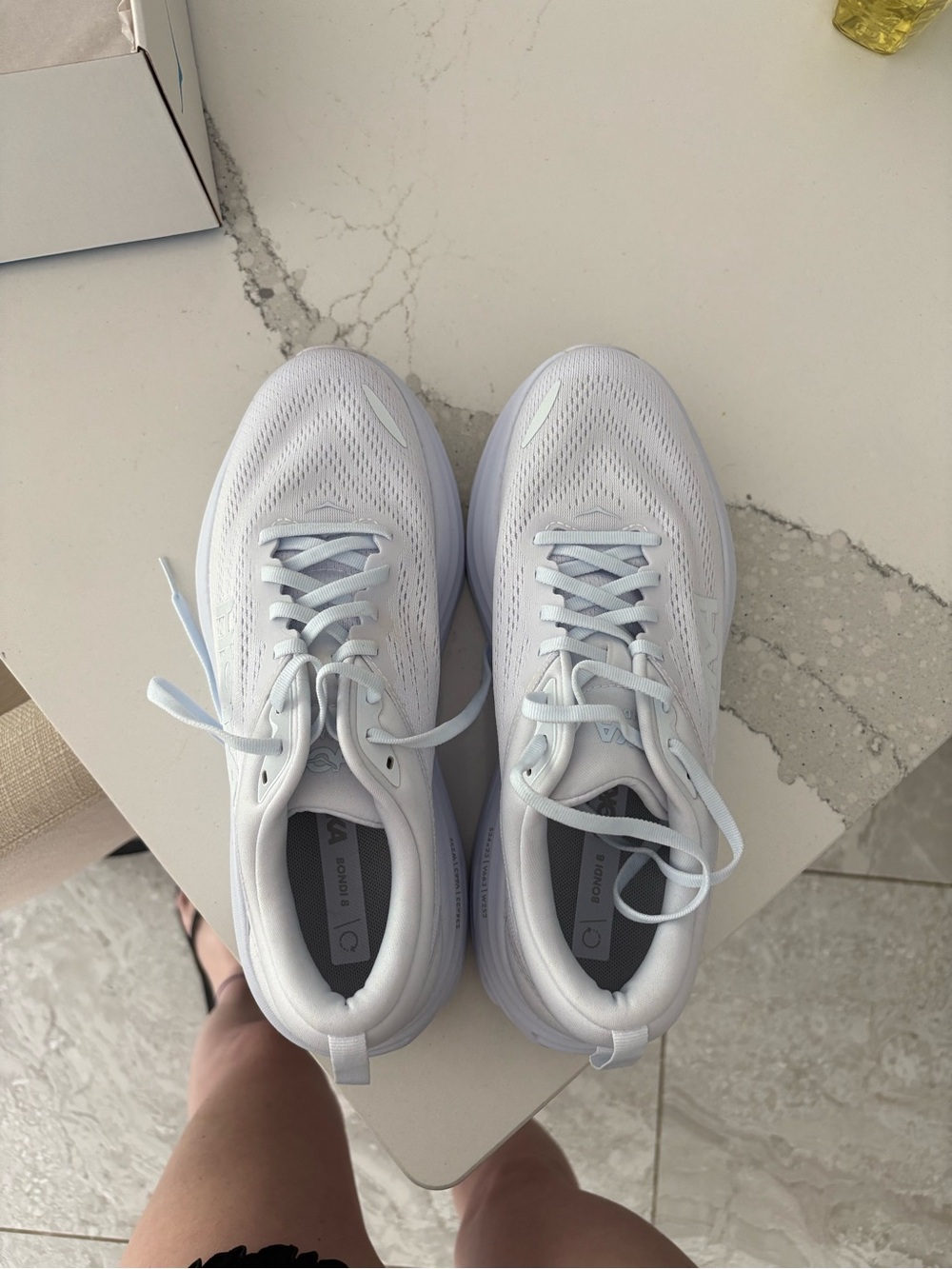 Hoka One One White W Clifton 9 Women's Running Shoes - Picture 2 of 4